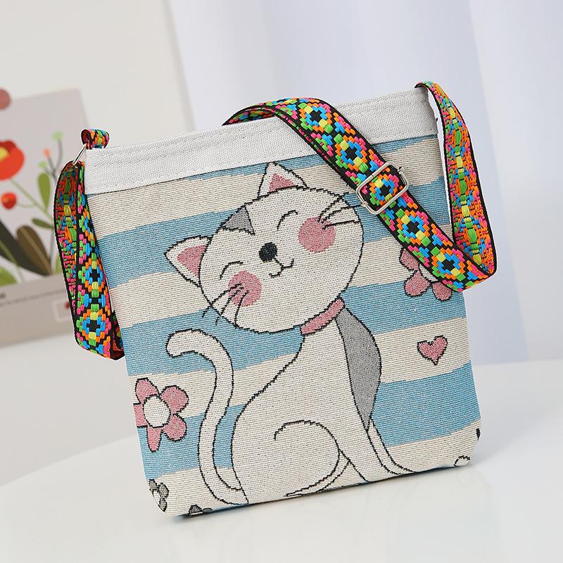 New women's messenger bag going out double-sided flower butterfly casual embroidery ethnic style mobile phone bag