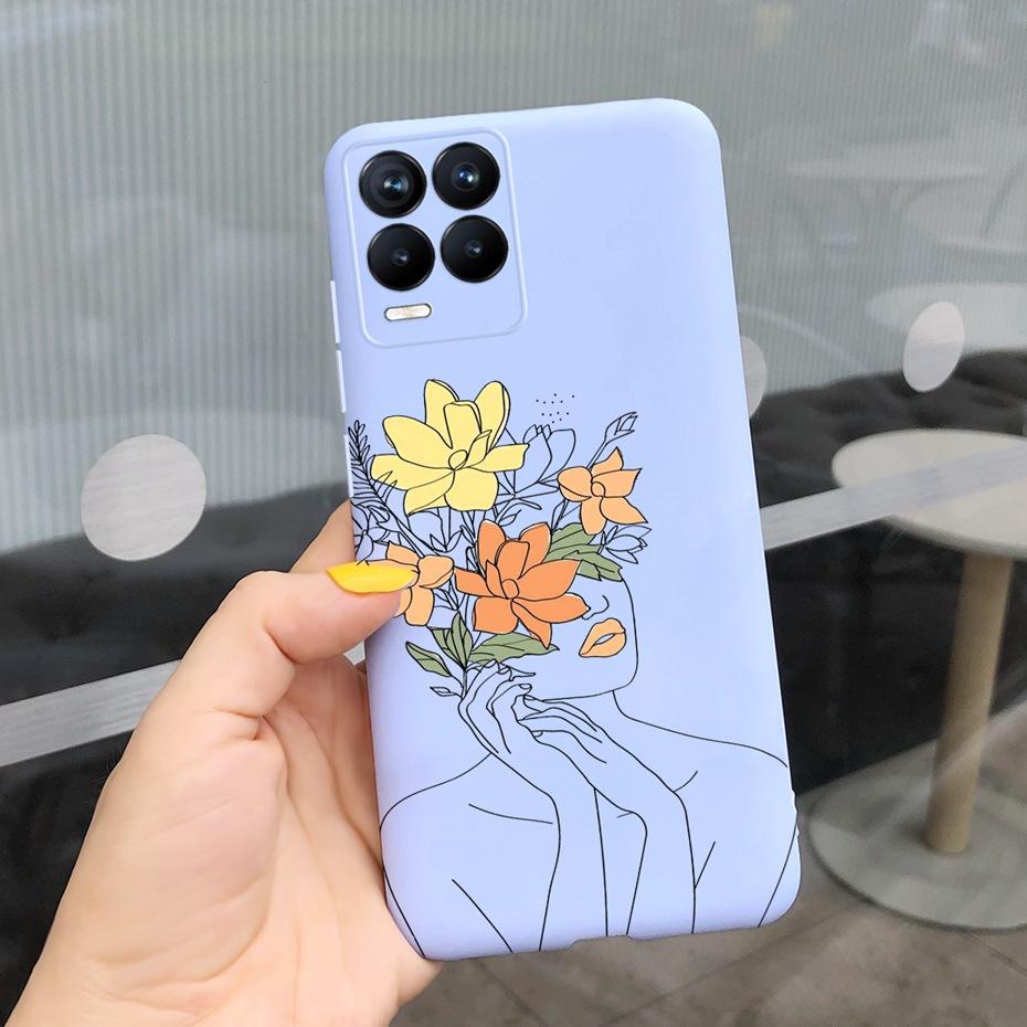 For Realme 8 Case Lavender Sunflower Silicone Back Cover For Realme 8 Pro 8i Realme8 4G RMX3085 Soft TPU Phone Case Luxury Coque
