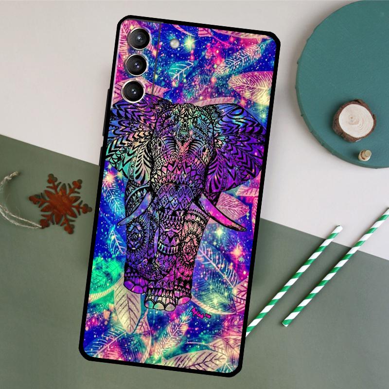 

Elephant Mandala Aztec Phone Case For Samsung Galaxy S25 S26 Ultra S20 S21 S22 S23 S24 Plus S10 S25 FE Back Cover Galaxy S25 Plus