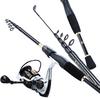 Fishing Rod and Reels Telescopic Corbon Fishing Rod and Spinning Fishing Reel Sea Fishing Gear Set