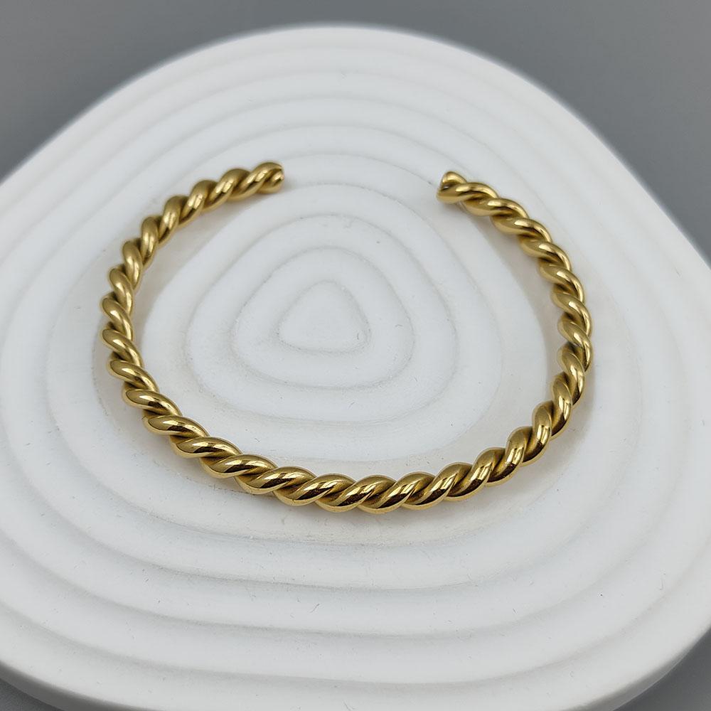 Double-layer Wire-wrapped Stainless Steel Gold-plated 18K Bracelet, High-quality Waterproof Silver Jewelry, Gift for Couples