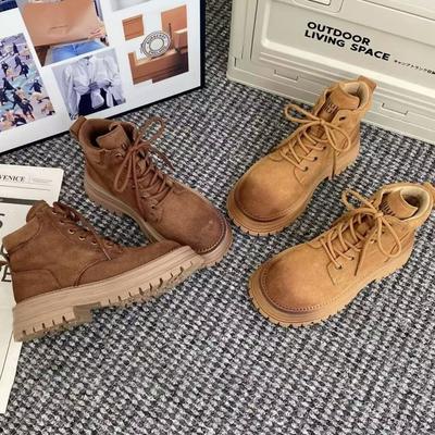 Retro Thick-soled Martin Boots Women's 2024 New Autumn Matte Short Boots Non-slip Heightening Locomotive British Style Short Boots Women