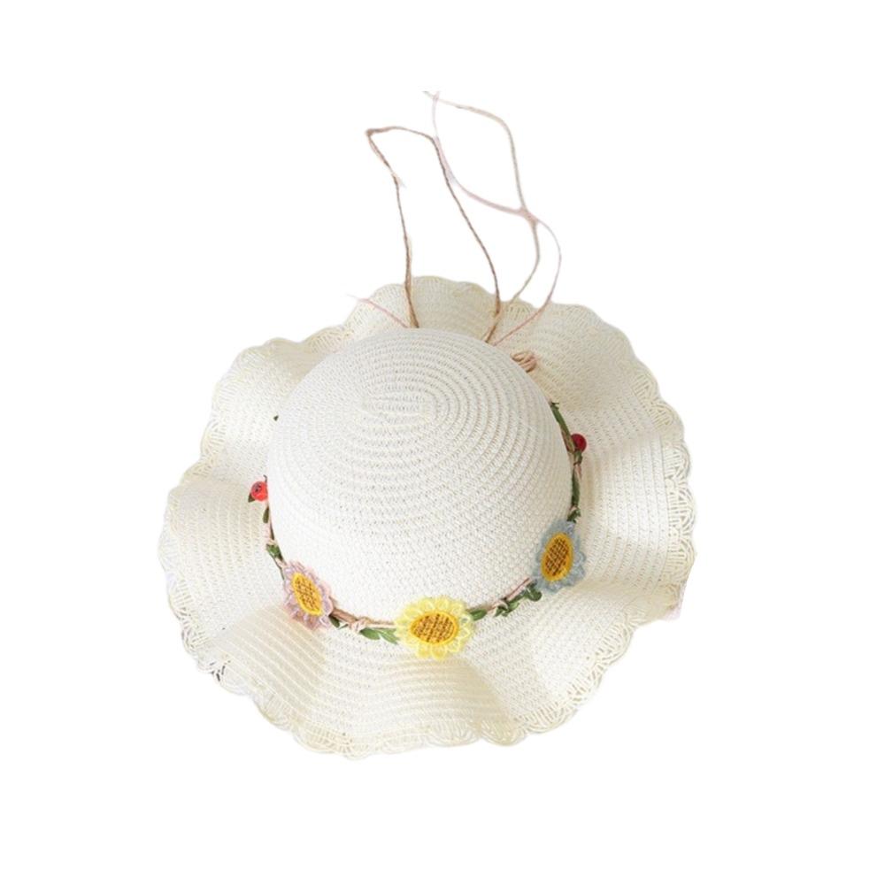 Small Daisy Children Beach Straw Hat Wide Brim Fisherman Hat Outdoor Straw Bag Cap Set  Summer