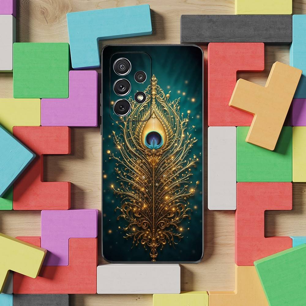 

Beauty Peacock Feathers Case For Samsung S21,S9,S22,S25,S20,S10,Plus,Ultra,S24,S23,FE,Lite,Soft Silicone Black SamsungS21