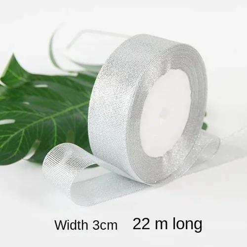 25yards/roll Gold Silver Metallic Glitter Ribbons for Apparel Garment DIY Accessories Crafts Sewing Fabric  Supplies Gift Wrap