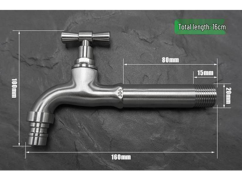 304 Stainless Steel Anti-Freeze Cold Resistant Outdoor Faucet with 4/6-Point Nozzle for Washing Machine