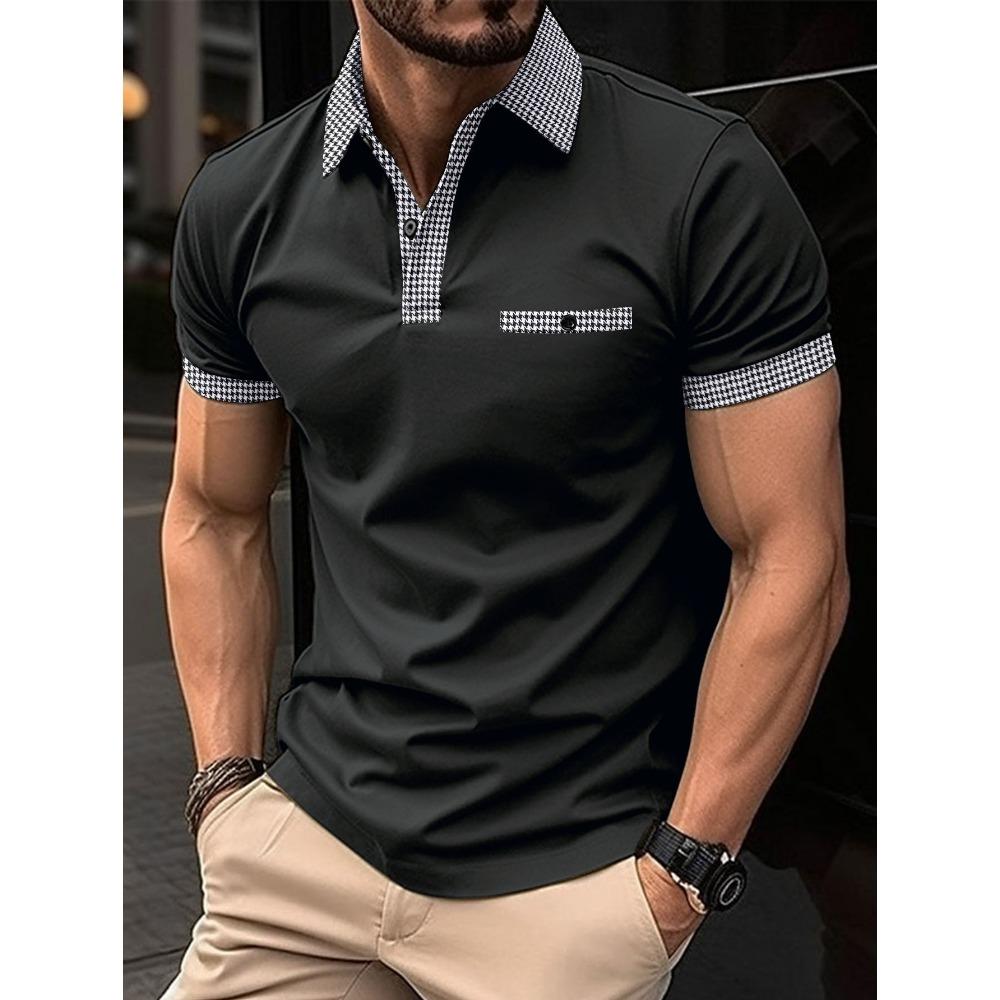 Summer Men's Short Sleeved Color Blocked Sports Polo Shirt