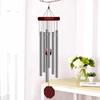 1Pc Wind Chime Octagonal Wood Hang Tag 6 Metal Tubes Courtyard Corridor Balcony Decor Retro Red Wood Aluminum Pipes
