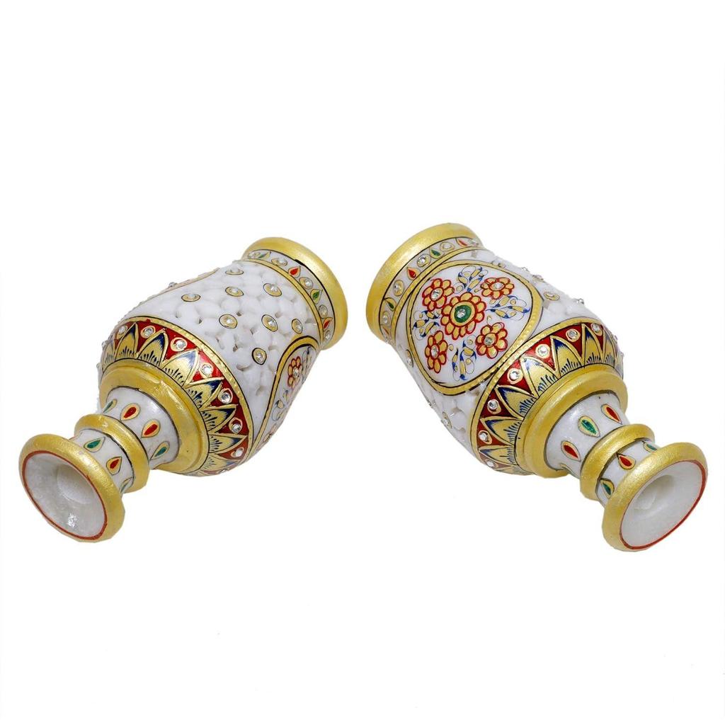 Designer Dekorative Marmor Blumenvase | Runde Form Blumendesign Prunkstück Vasen für Heimdekoration