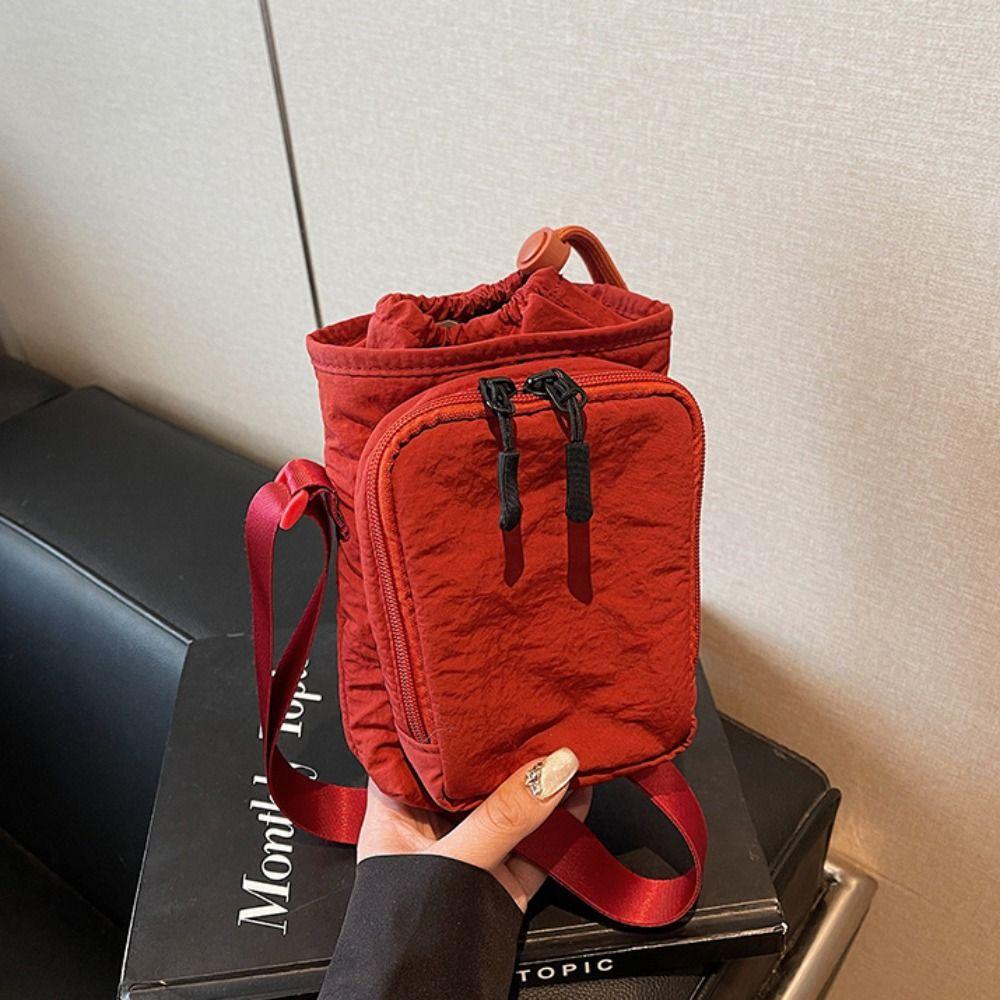 Canvas Crossbody Mobile Phone Bag Solid Color Water Cup Bag Shoulder Water Bottle Bag Mobile Phone