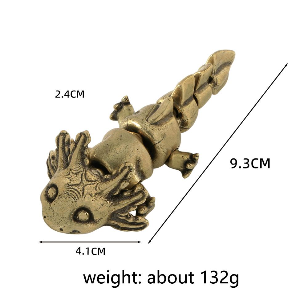Brass Axolotl Figurines 3D Movable Desktop Decoration Mexican Salamander Endangered Animals Copper Handicrafts