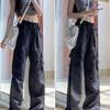 Women Y2K Cargo Pants High Waist Streetwear Hip Hop Trousers Female Big Pockets Casual High Waisted Drawstring Baggy Sweatpants