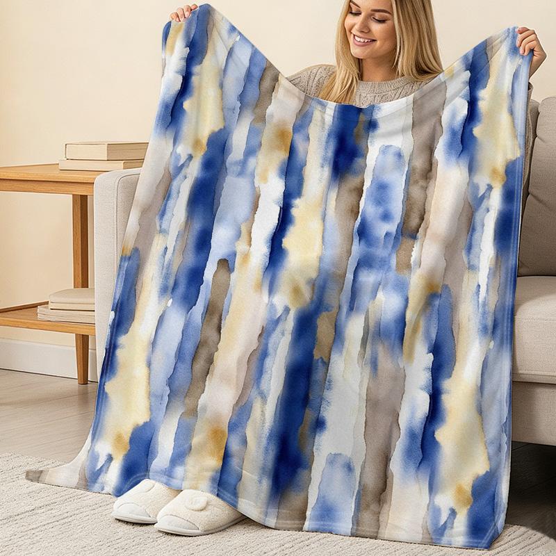 Thick Warm Flannel Throw Blanket | Abstract Watercolor Print | Soft & Cozy for Home Leisure, Guest Room Use, Christmas & Halloween