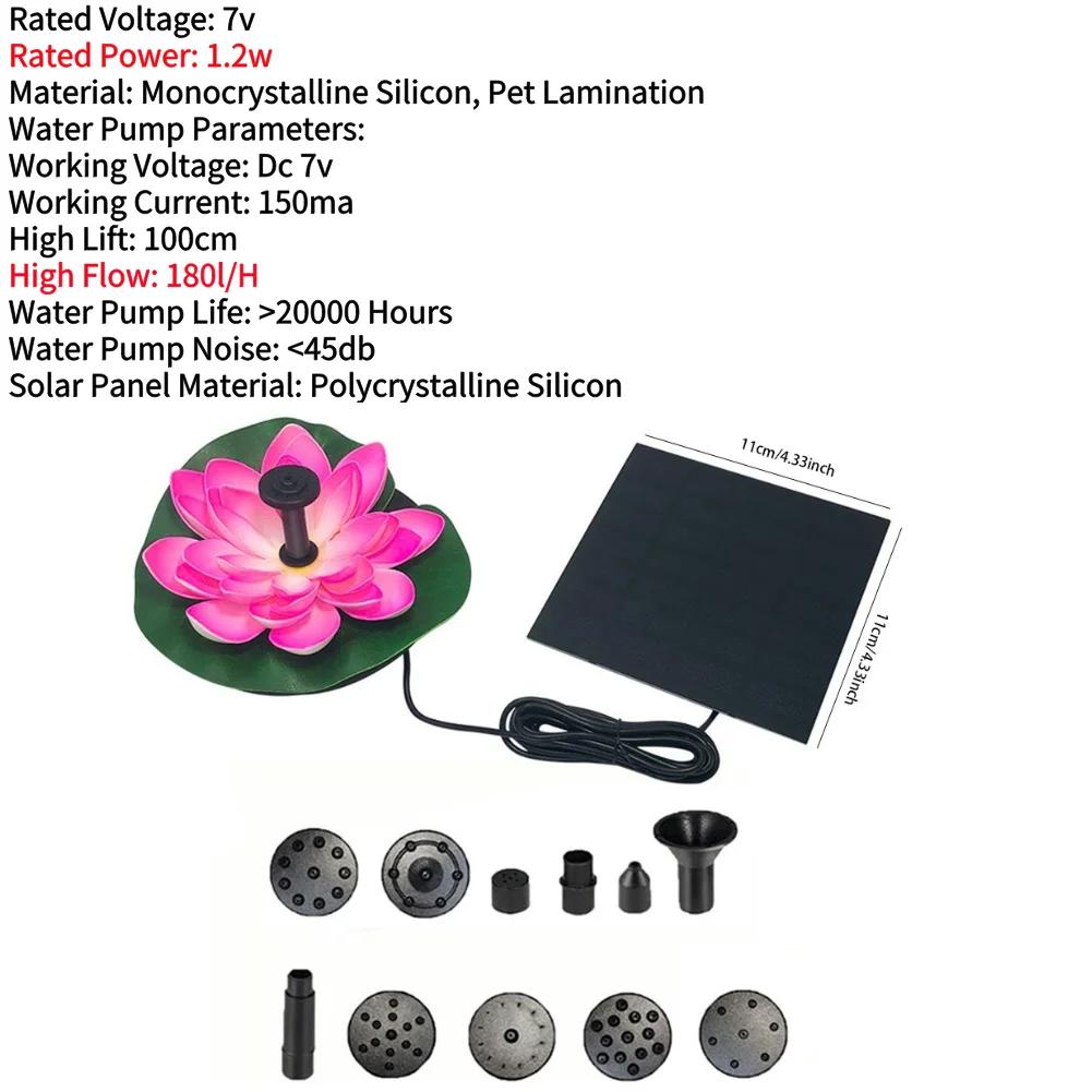 Lotus Shape Floating Garden Fountain Life Up To 20000 Hours Solar Powered Fountain Pump Water Lily Ornaments for Decore Garden