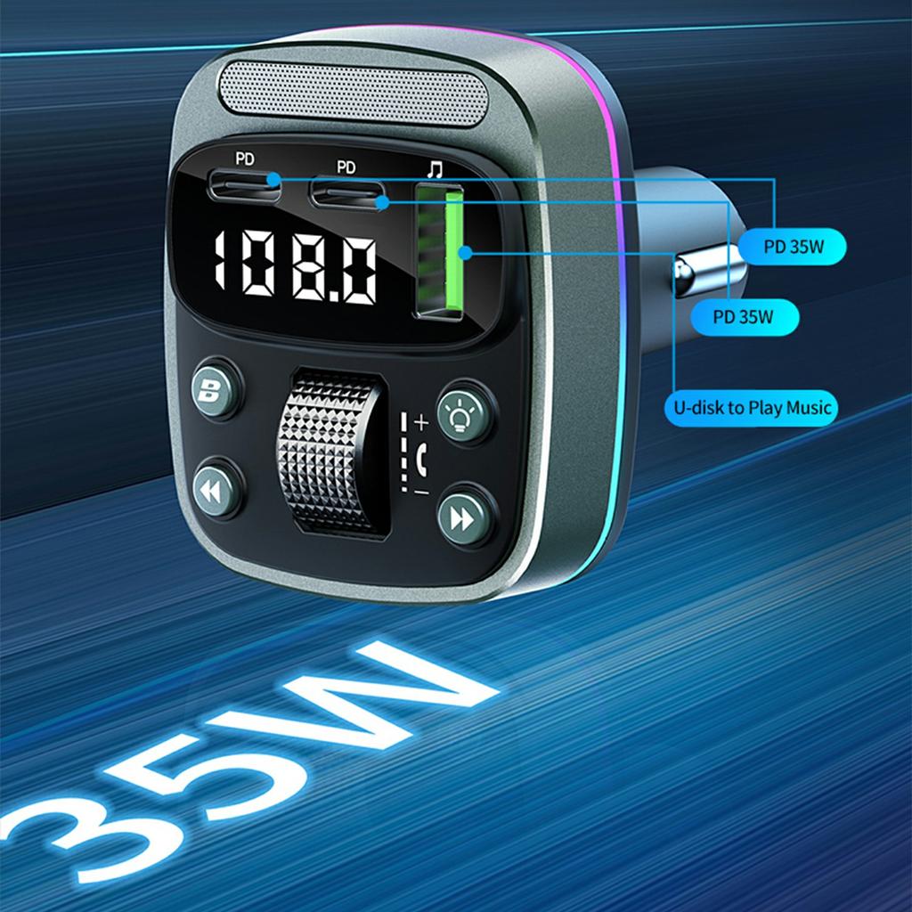GZ08 Car BT MP3 Player with Car Charger Fast Charging Digital Display Voltage Lossless Audio Quality