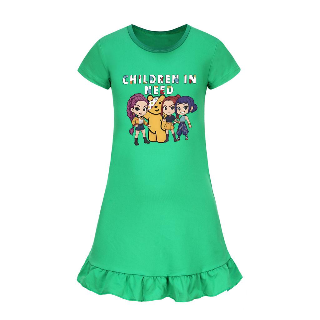 5103 Kids Girls Mira Zoey Rumi Printed Ruffle Short Sleeves Casual Dress