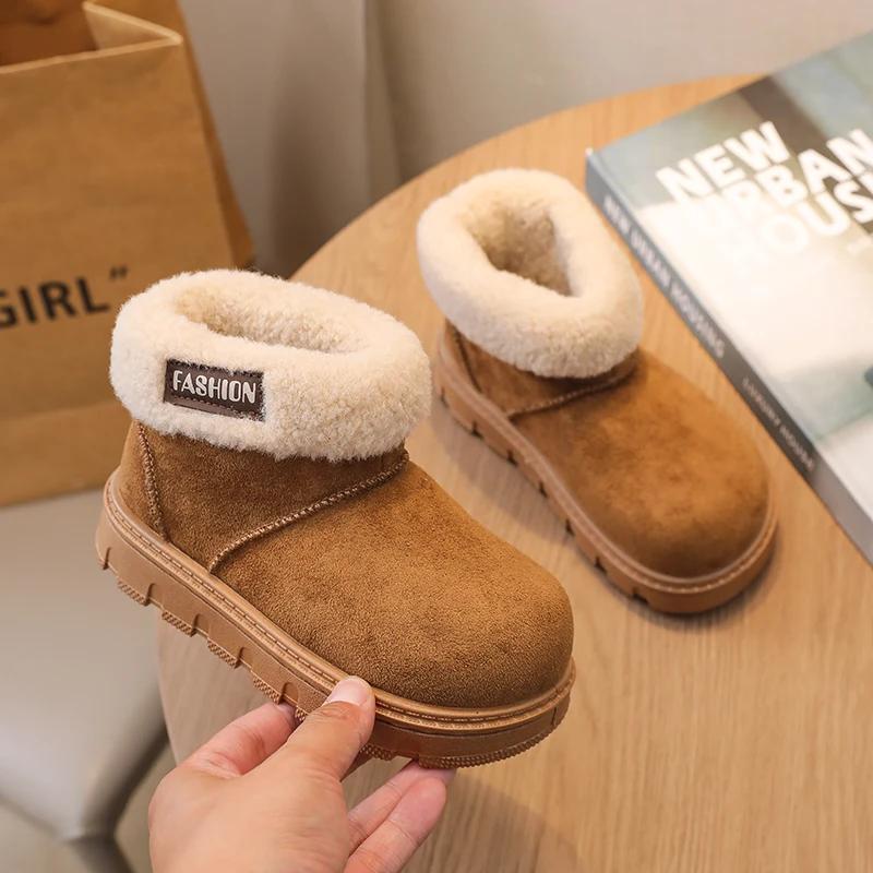 Winter Toddler Outdoor Ankle Boots   Kids Furry Hairy Snow Boots for Girls Non-slip Warm Children's Causal Plush Boots