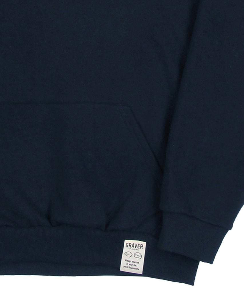 [Unisex] Flower Bear Embroidered Smile Hoodie_Navy