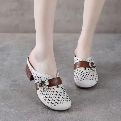Mode Mode Temperament Damen Schuhe Sommer Neu Runde Zehen Absatz Komfort Vielseitig Damen Sandalen Einfache Rutschfeste Damen Hausschuhe