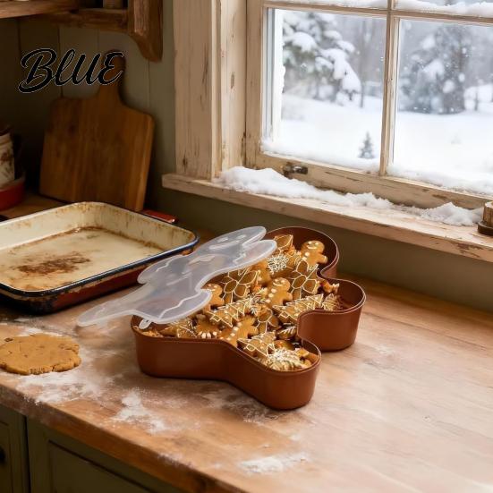 Christmas Gift Box for Cookies Serving Tray with Airtight Lid Decorative PP Food Organizer Living Room Container Moisture Proof Storage Holiday
