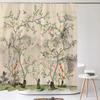 Chinese Flower Bird Shower Curtains Set Printing Waterproof Polyester Leaves Shower Curtains Bathroom Home Decor Mat 180x200CM