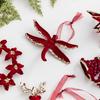 Red Flocked Reindeer Bow Pendant with Dragonfly Wreath for Christmas Tree