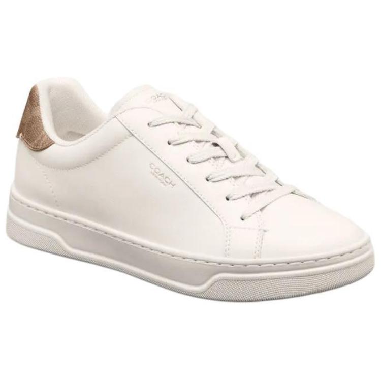 Coach Highline Synthetic Leather Round Toe Lace-Up Low-Top Sneakers Women sneakers White CY198-XH8