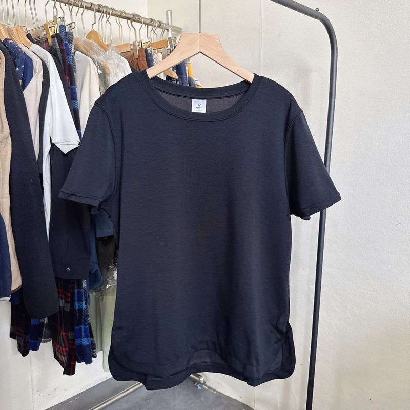 

Meishan Lady Summer round Neck Short Sleeves T-Shirt Modal Plaid Loose Plus Size Casual Sports Yoga Jacket Black short sleeve xS (recommended 50.00kg below)