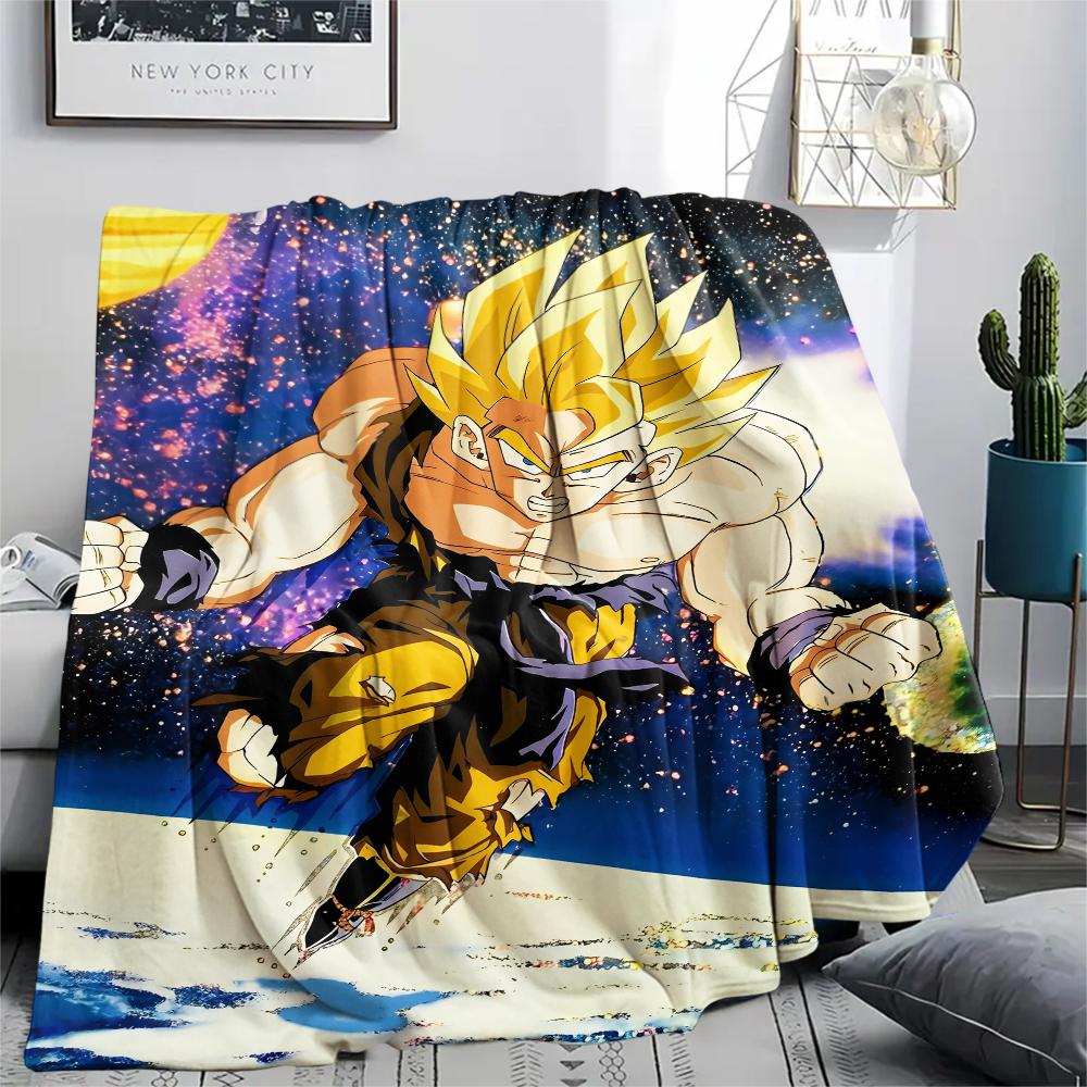 Dragon Ball Charakter Goku Muster Flanelldecke, Hohe Qualität, Bequem für Alle Jahreszeiten, Heimdekoration, Wärme und Komfort, Perfekt für Geschenke.