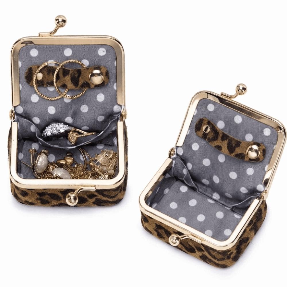 Square Kiss Lock Coin Purse PU Leather Small Item Bag Elegant Leather Jewelry Bag Ring