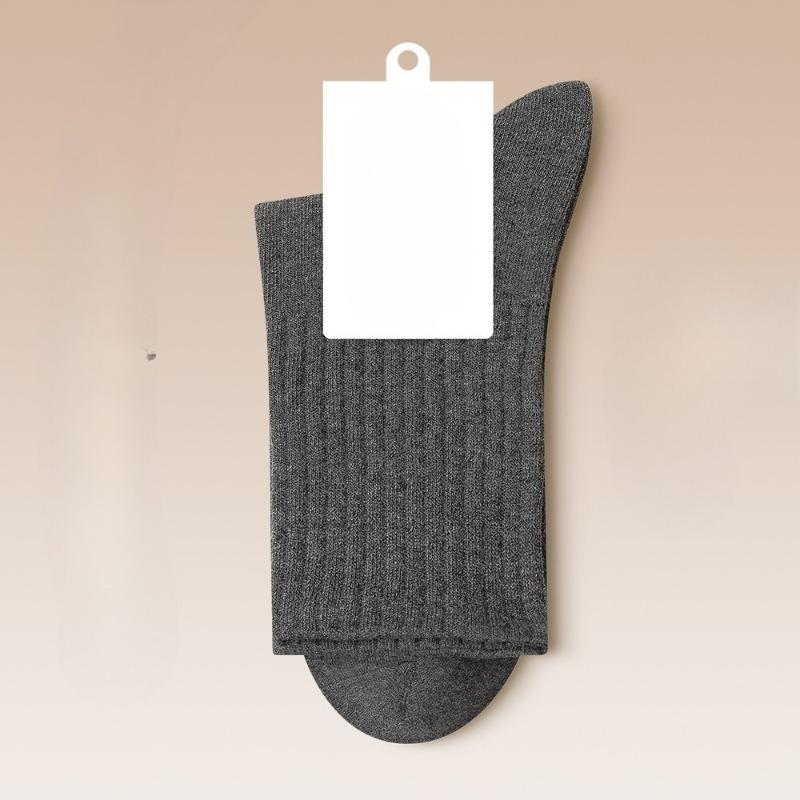Ladies Spring and Autumn Pure Cotton New Solid Color Rubber Band Antibacterial Sports Leisure Sweat Absorbing Tube Cotton Socks