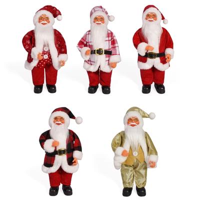 Festival Santa Statue 12" Colorful Checkered Standing Santa Figurine Dolls Christmas Desktop Decoratove Ornament Gift