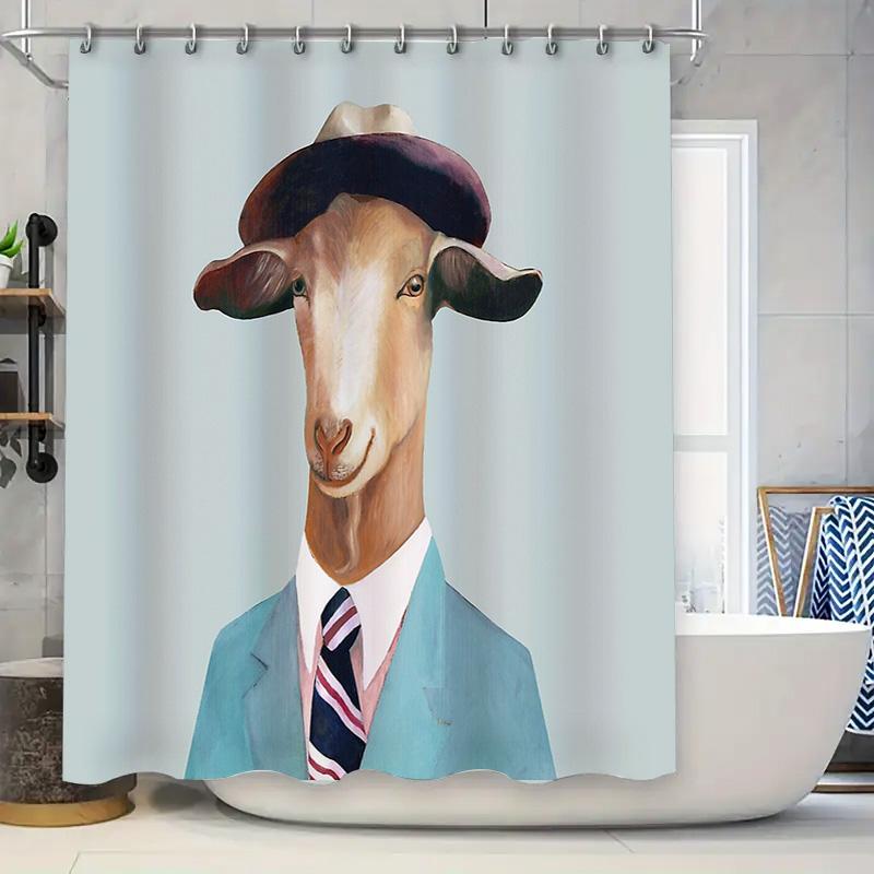 

Goat Shower Curtain Funny Farm Animal Bathroom Decor Rustic Countryside Home Decor Wall Art Unique Gift Shower Curtain W60H190(CM)-1 Pcs