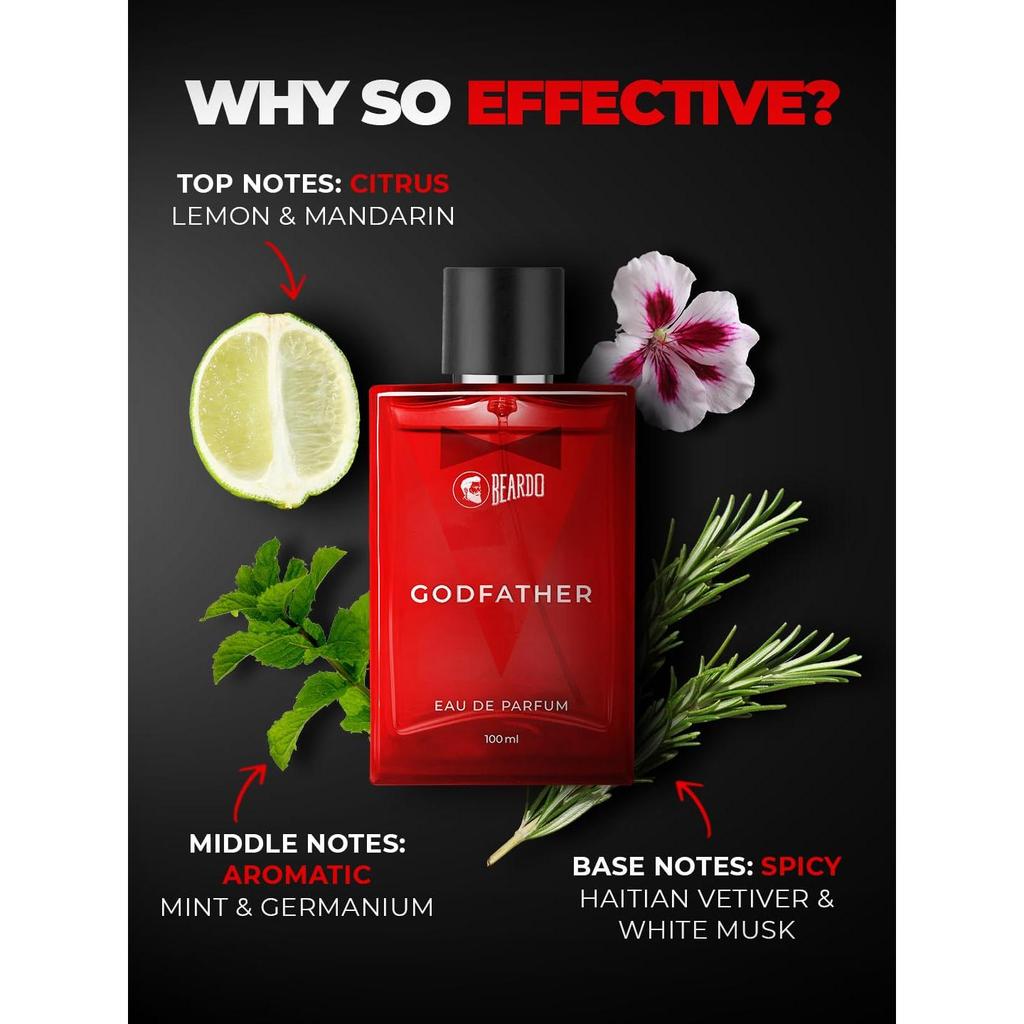 Beardo Godfather Perfume for Men, 100ml | Aromatic, Spicy Perfume for Men Long Lasting | Date Night Fragrance, Body Spray for Men, Ideal Gift for Men