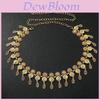 Metal Waist Chain For Women With Hollow Carving And Dangle Waterdrop Pendant Summer Fashion Accessory