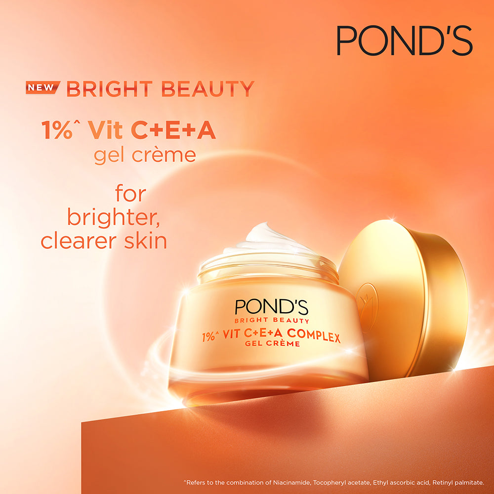 Pond's Bright Beauty Vitamin C E A Gel Cream 50g For Glowing Even-Toned Skin Fast Absorbing Hydrating Moisturizer