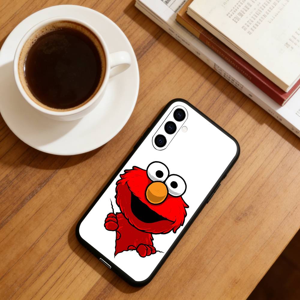 Cut Cartoon E-Elmo Phone Case Black Silicone Soft For Samsung Galaxy A73,A72,A71,A70,A53,A52,A51