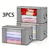 3PCS Clothing Storage Bag, 57l/15gal, With Transparent Window, Reinforced Handle, Suitable For Clothing Organization