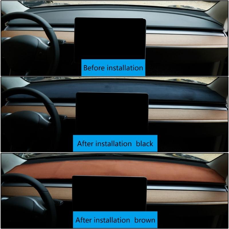 High-performance Dashboard Cover Mat Cover Dash Mat Dashboard Decorative Interior Compatible- with  Black/Brown