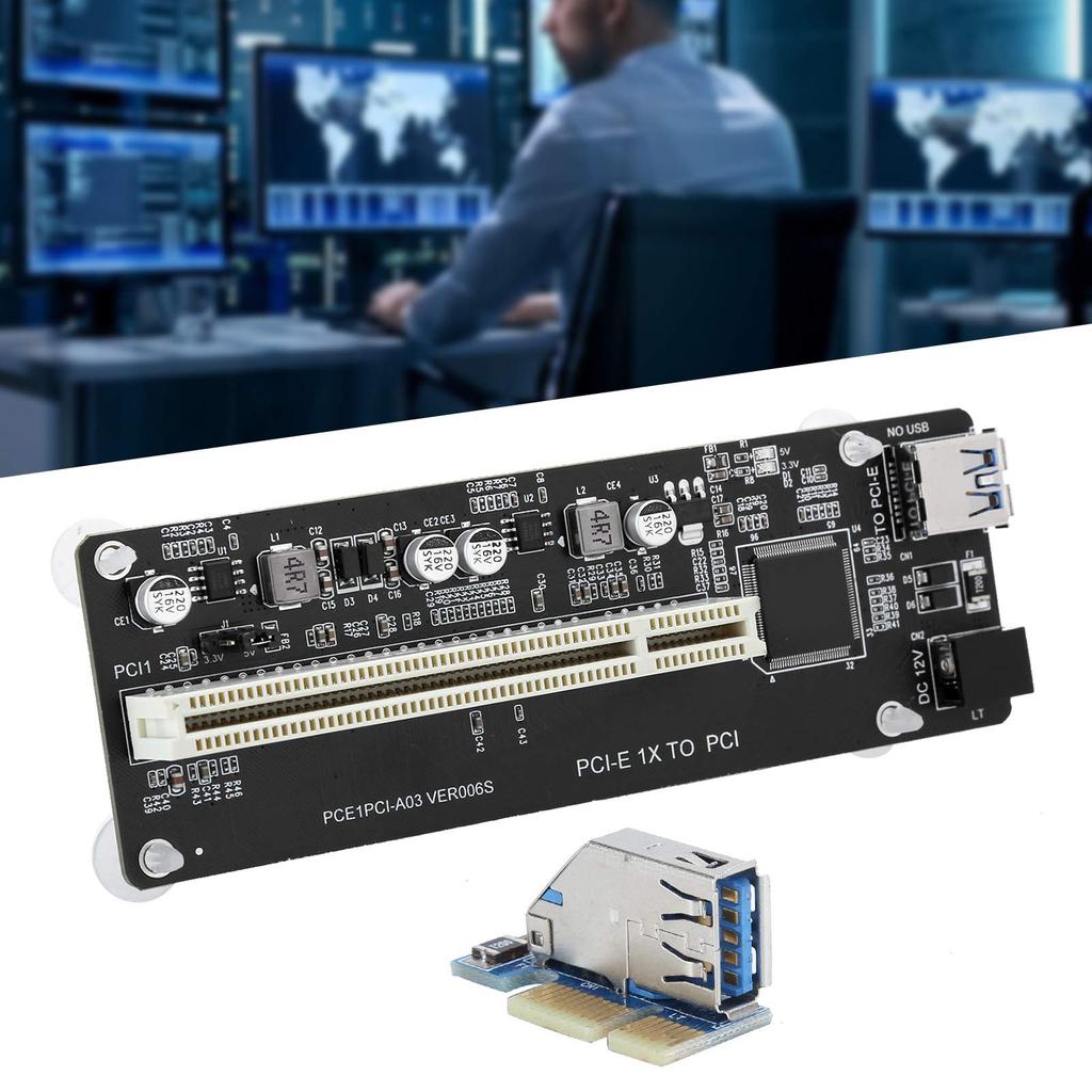 PCIE to Dual PCI Adapter Resin Riser Expansion Card with 0.6m Cable for Windows XP, Windows 7, 8, 10, 2003, MacOS, and Linux