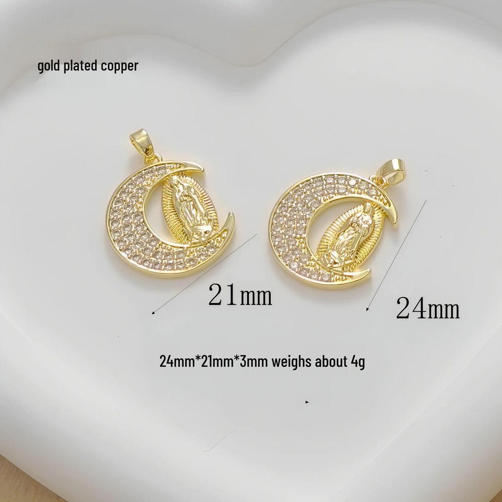 Gold-Plated Virgin Mary Pendant Necklace - Handmade Heart Design