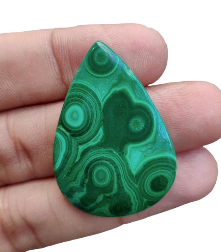 Pendent Size Pear Natural Malachite Cabochon, 56.60 Carat, Healing Gemstone, Loose Stones, Malachite Cabochon, 40x28x4 MM.