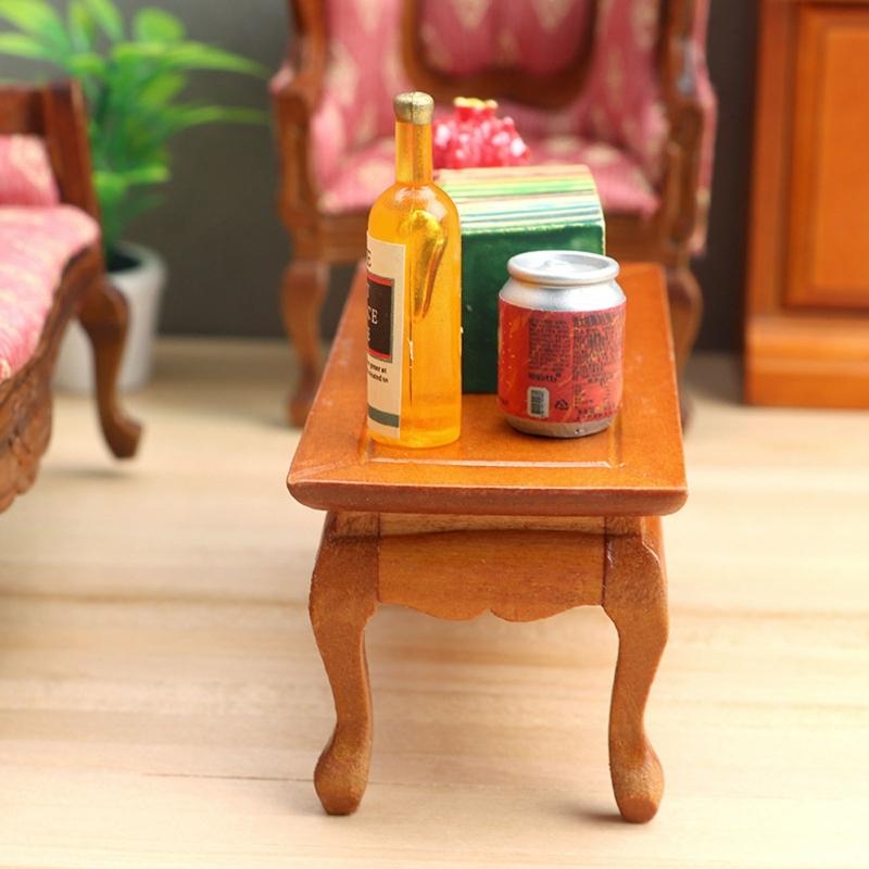 Exquisite Mini Wood Dessert Table Dolls House Furniture Miniature Furniture Decoration Model Exquisite Craftsmanship