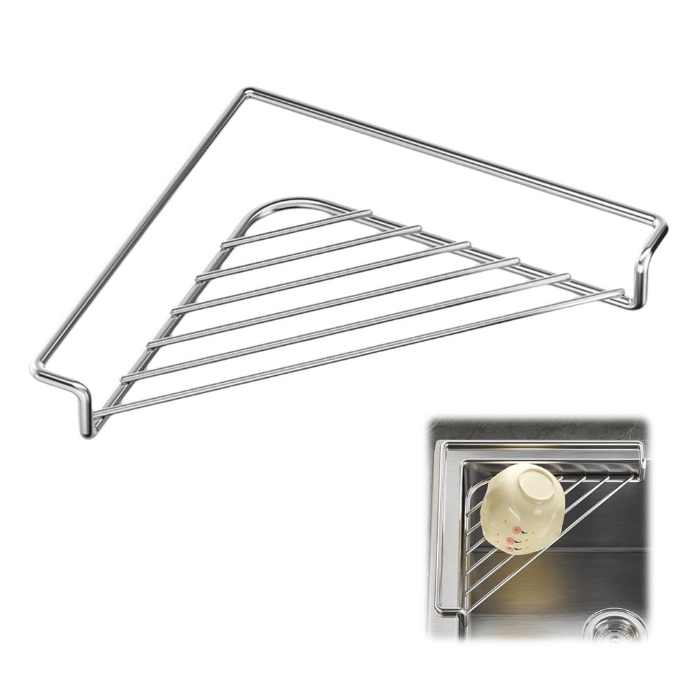 Triangle Sink Corner Rack Punch-free Anti-rust Sponge Drying Rack Hollowed Space Saving Sink Drain Shelf Kitchen Tool