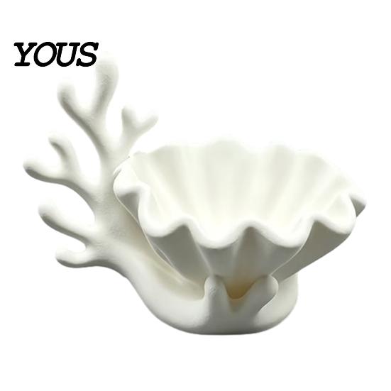 Matte Texture Jewelry Tray 3D Printed Shell Shape Dish Tray, Ocean Wave Organizer with Grooved Design, Ring Earring Holder Vanity Earrings