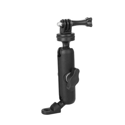 Motorcycle Action Camera Support Mount with Three-Prong Interface and Two Ball-Joint Positioning for Outdoor and Long-Distance Ride Recording