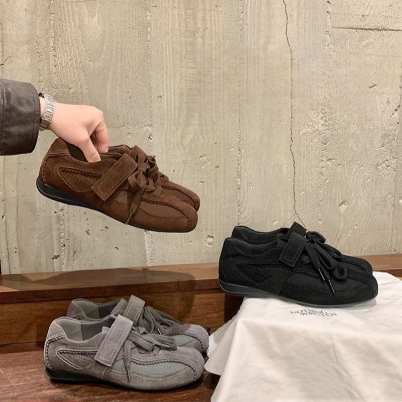 Busan Blogger~ Retro Lace-Up Velcro Flat Casual Shoes Women's 2025 New Versatile Ballet Training Shoes
