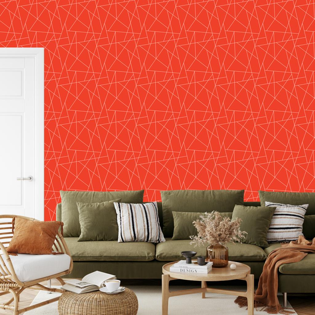 Wallpaper Geometric pattern background red, center red 50x1000