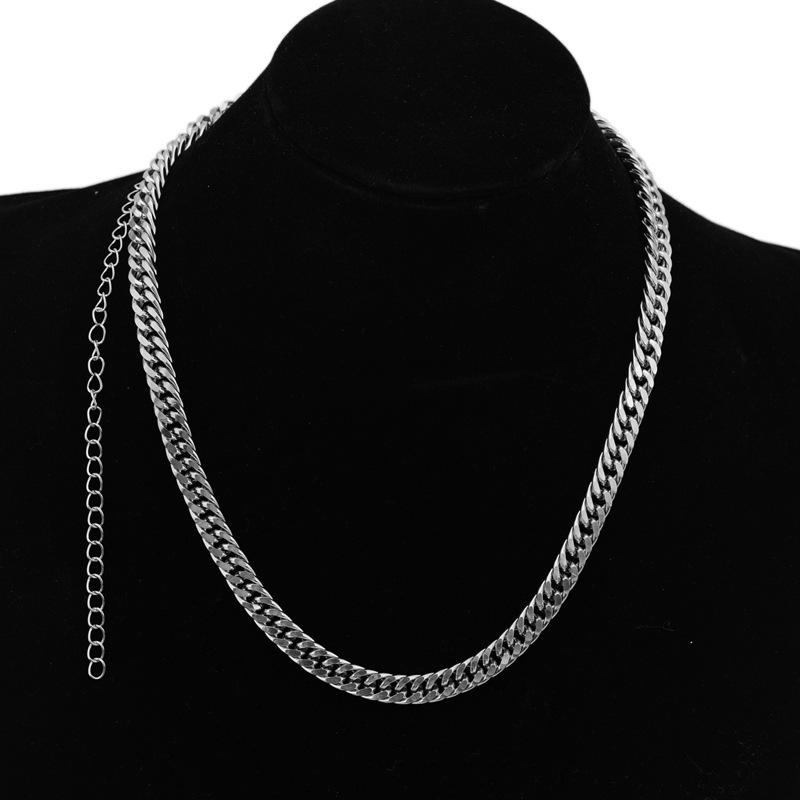Stainless steel necklace men's titanium steel 304 cuban link compact chain fine polished necklace