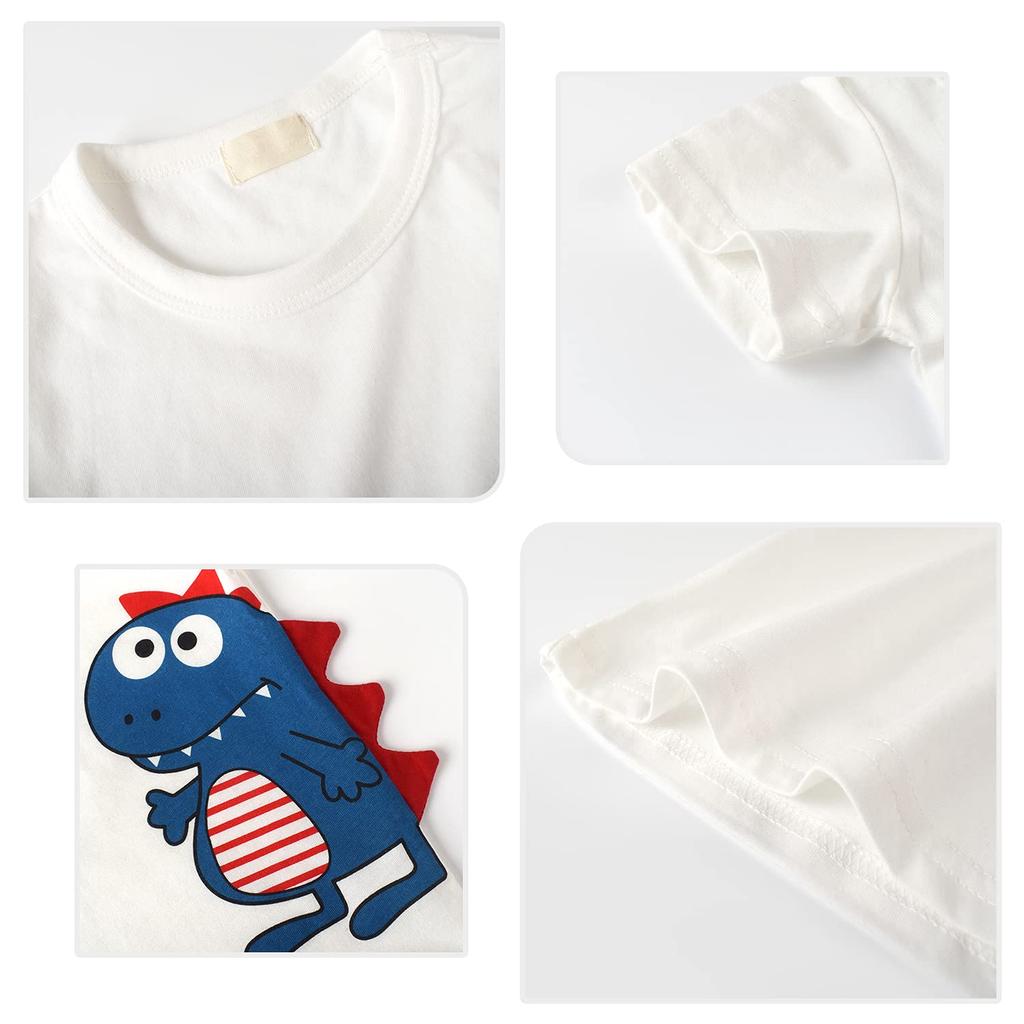 Baby summer cute dinosaur pattern bottoms set cotton comfort clothes [Yilaku] cut-and-sew T-shirt + cut-and-sew 2-piece 100%